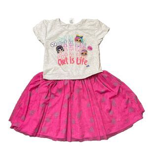 Girls L.O.L. Surprise shirt DRESS “Art is Life” PINK tutu Size XXL (18) EUC